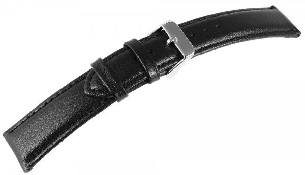 Echtleder-Uhrenarmband, schwarz, 12 mm - 24 mm