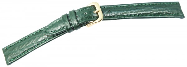 Echtleder-Uhrenarmband, dunkelgrün, Haifischoptik, 10 mm - 12 mm