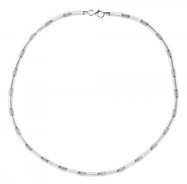 925/- Echt Silber Halskette "Madita", Zirkoniabesatz, mattiert, 925/rhodiniert, Breite 4mm, Stärke 2