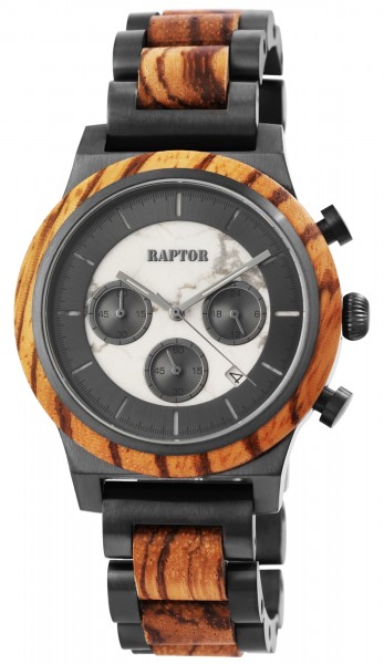 Raptor Limited Herrenchronograph "Brios" aus Edelstahl und Holz