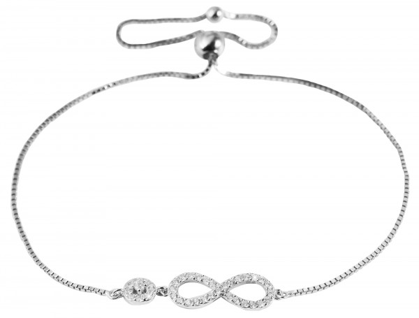 925/- Echt Silber Armband "Ilse", Inifintiy, Zirkoniabesatz, 925/rhodiniert