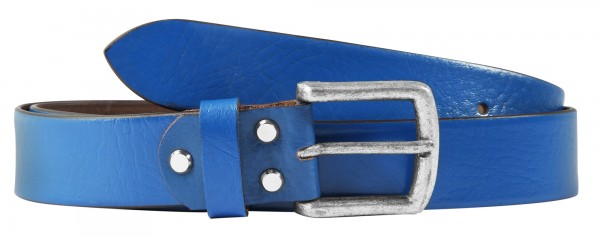 Leonardo Verrelli Echtleder Gürtel, kürzbar, blau, 90 cm - 130 cm