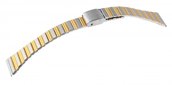 Edelstahl-Uhrenarmband, silber- und goldfarben, Hakenverschluss, 12 mm