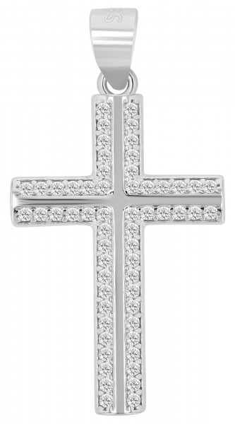 925/- Echt Silber Anhänger "Lee", Kreuz mit Besatz, rhodiniert oder vergoldet