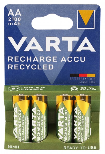 VARTA RECHARGE ACCU Recycled, 4er Blister AA und AAA