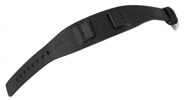 Just Echtleder-Uhrenarmband mit Unterlage, schwarz, 16 mm