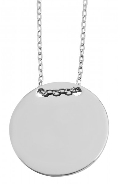 925/- Echt Silber Halskette mit Münzanhänger "Halona" , rhodiniert, 43+5cm