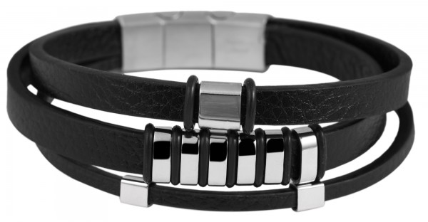 Akzent Echtlederarmband mit Edelstahlelementen