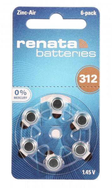 Renata Hörgeräte Batterien, 0% Quecksilber, VE 6 H10 - H675
